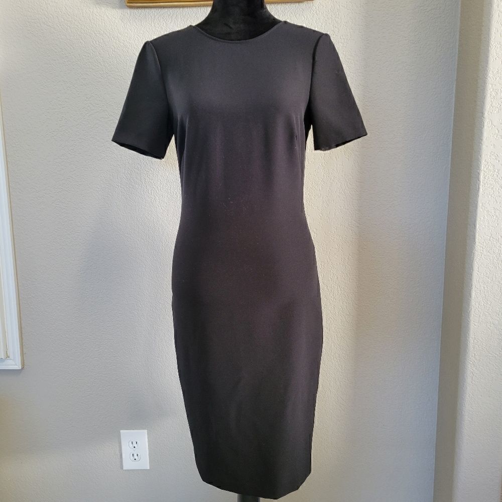Zara black cross strap back classic dress knee length Sz S